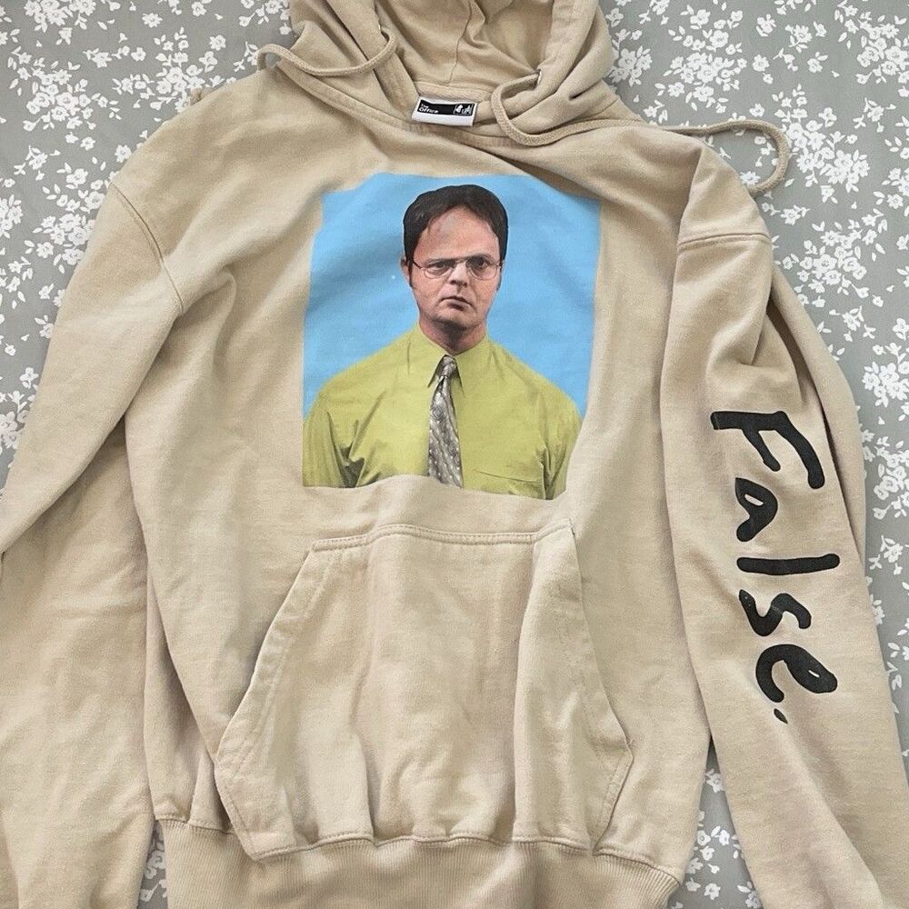 The Office Dwight Schrute Hoodie Mens Small Tan Graphic Ripple Junction